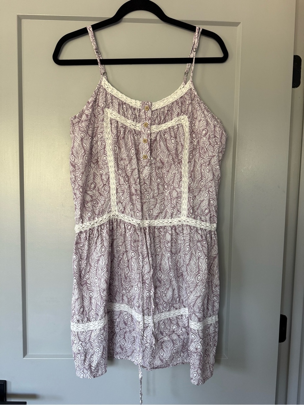 Gramicci Cotton Floral Mini Dress Spaghetti Straps Size Large